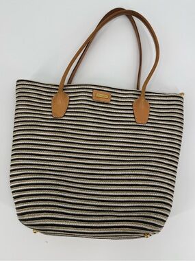 Eric Javits Striped Woven Tote | Black / Cream